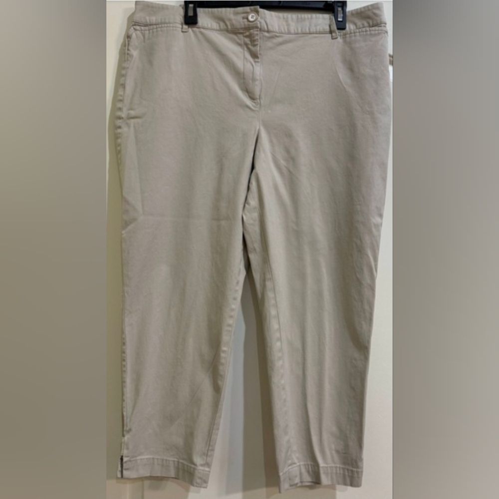*final price* Talbots "Perfect Crop Pant" khaki beige 1-button sz 16W